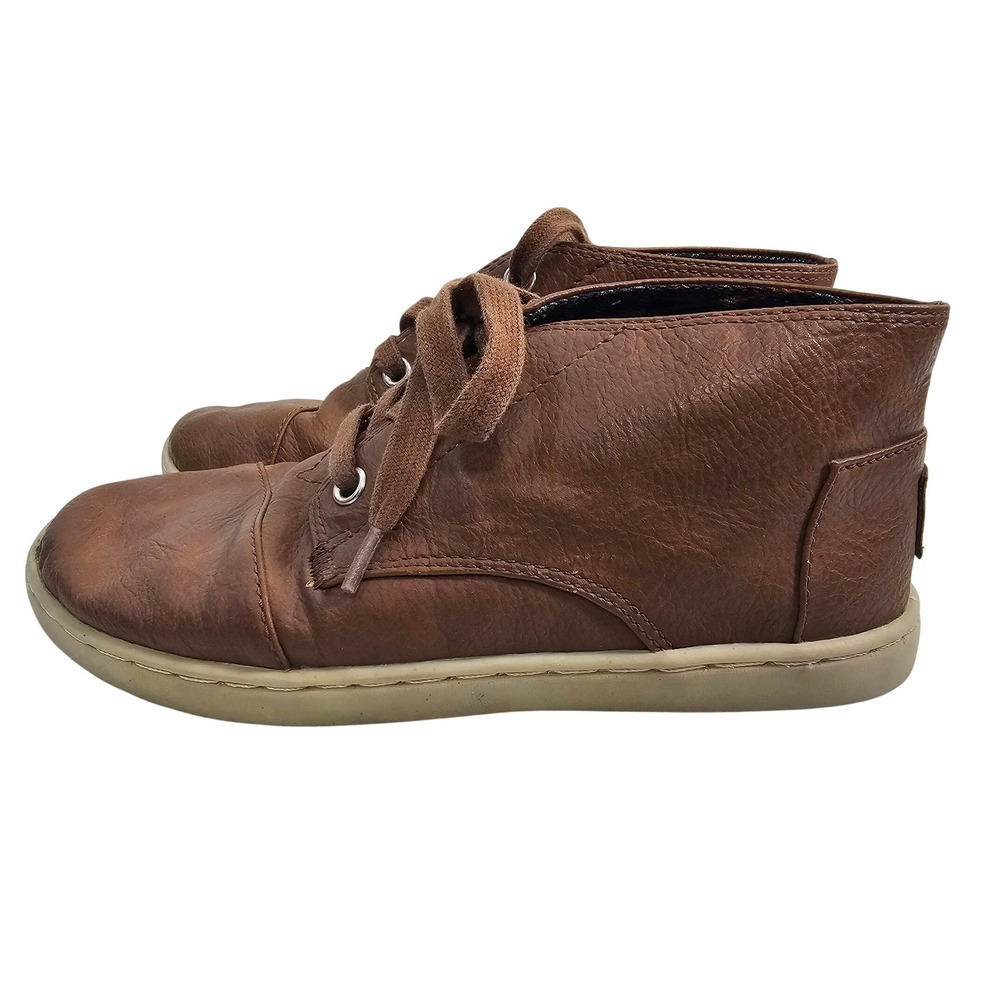 TOMS Kids Brown Leather Chukka Boots Lace‎ Up Casual Shoes Size Y2